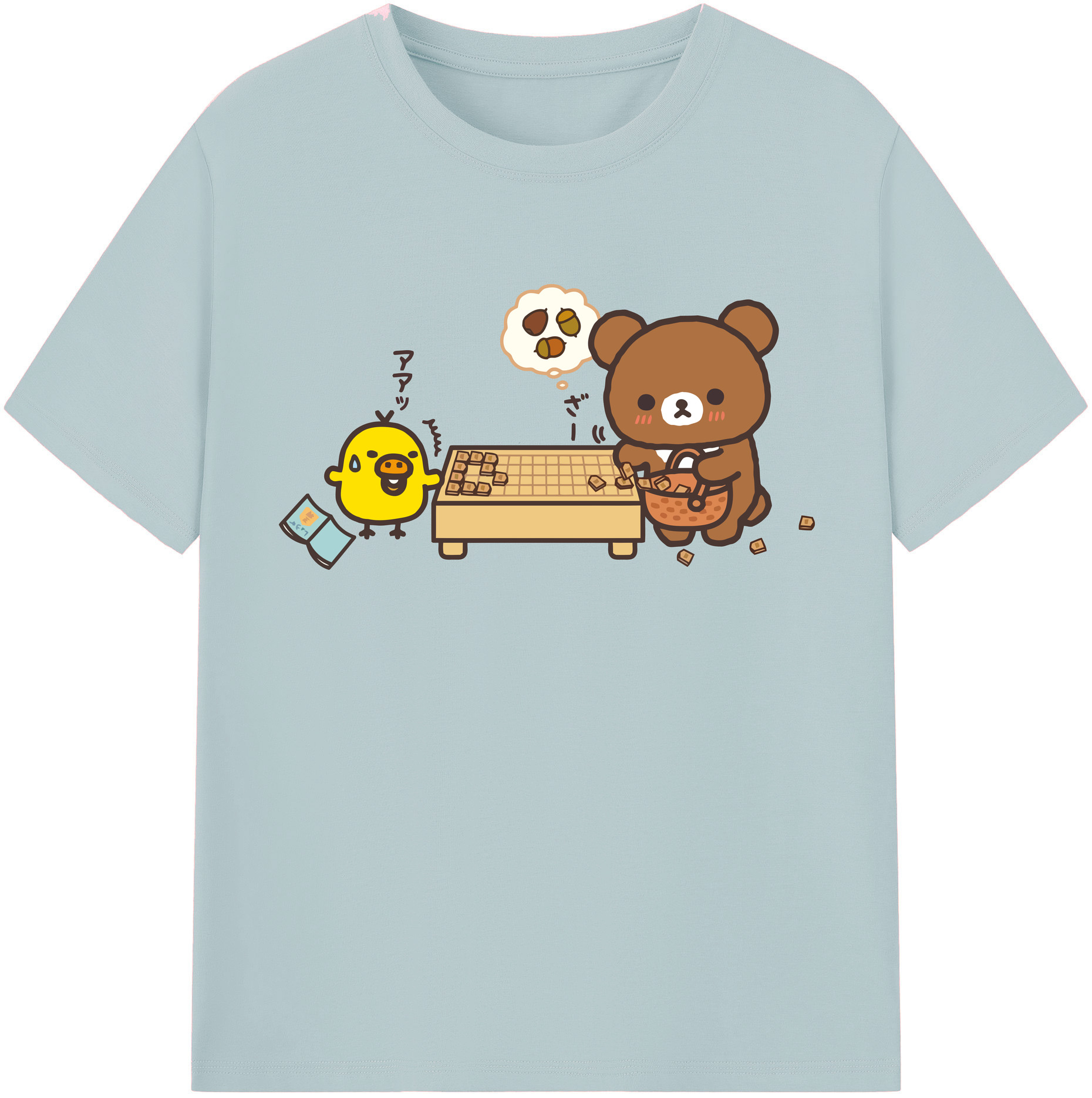 （画像用） リラックマ リラックマ キイロイトリ Rilakkuma Korilakkuma Kiiroitori 綿100％半袖Tシャツ（フロントプリント）